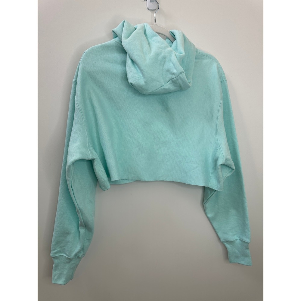 NWT Champion Reverse Weave Cropped Cut Off Hoodie Sweatshirt Blue M Oversized - Picture 8 of 12